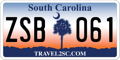 SC license plate ZSB061