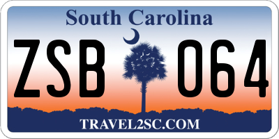 SC license plate ZSB064