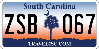 SC license plate ZSB067