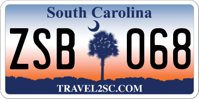 SC license plate ZSB068