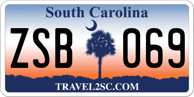 SC license plate ZSB069