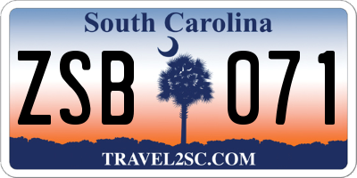 SC license plate ZSB071