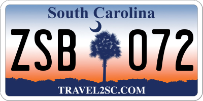 SC license plate ZSB072
