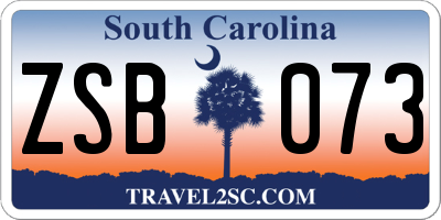 SC license plate ZSB073