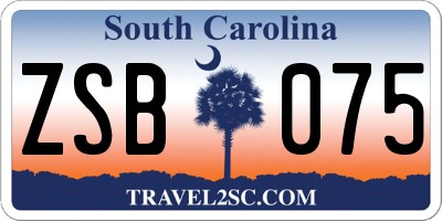SC license plate ZSB075