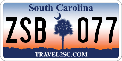 SC license plate ZSB077
