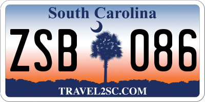 SC license plate ZSB086