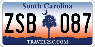 SC license plate ZSB087