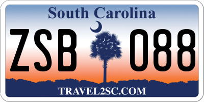 SC license plate ZSB088