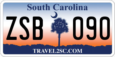 SC license plate ZSB090