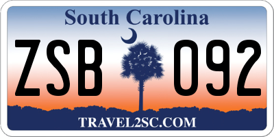 SC license plate ZSB092