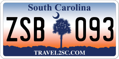 SC license plate ZSB093