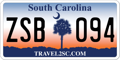 SC license plate ZSB094