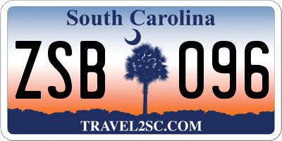SC license plate ZSB096