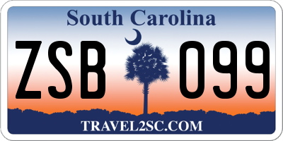 SC license plate ZSB099
