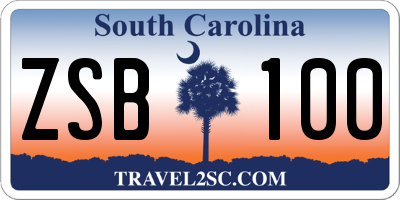 SC license plate ZSB100
