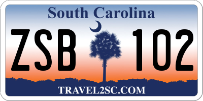 SC license plate ZSB102