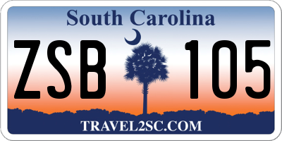 SC license plate ZSB105