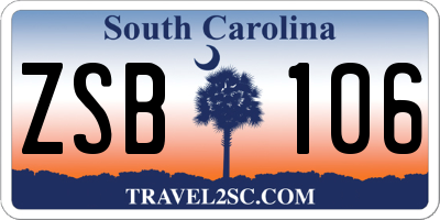 SC license plate ZSB106