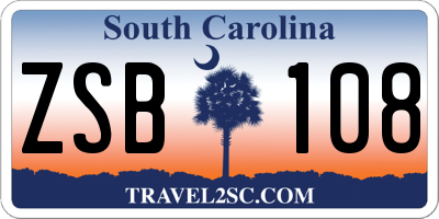 SC license plate ZSB108