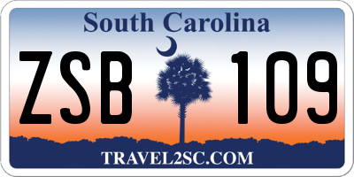 SC license plate ZSB109