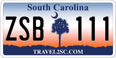 SC license plate ZSB111