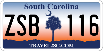 SC license plate ZSB116