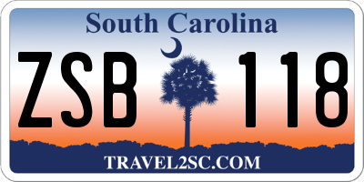 SC license plate ZSB118