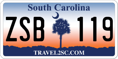 SC license plate ZSB119
