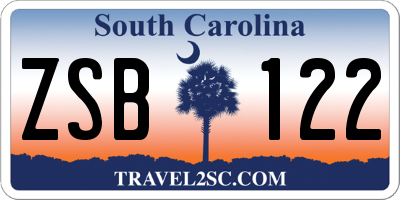 SC license plate ZSB122