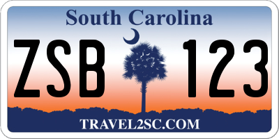 SC license plate ZSB123