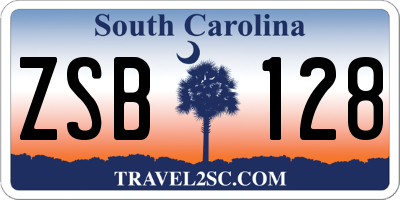 SC license plate ZSB128