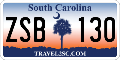 SC license plate ZSB130