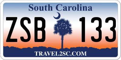 SC license plate ZSB133