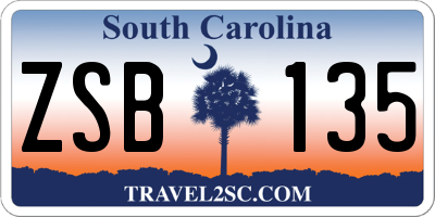 SC license plate ZSB135