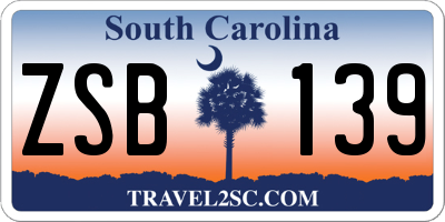 SC license plate ZSB139