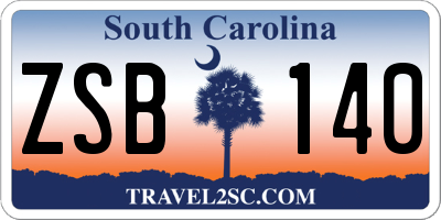 SC license plate ZSB140