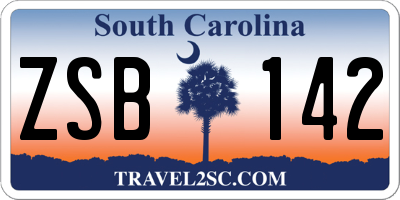 SC license plate ZSB142
