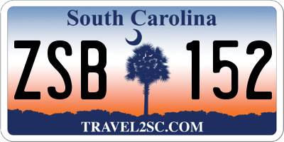 SC license plate ZSB152