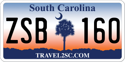 SC license plate ZSB160