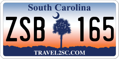 SC license plate ZSB165