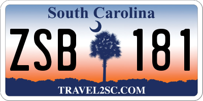 SC license plate ZSB181