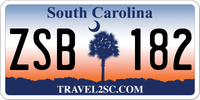 SC license plate ZSB182