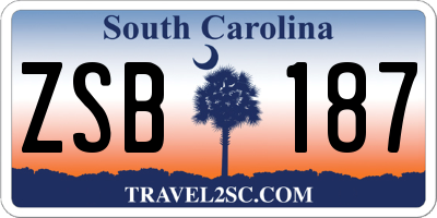 SC license plate ZSB187