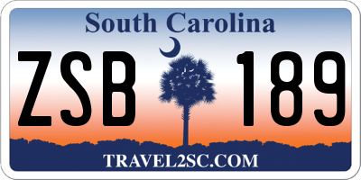 SC license plate ZSB189