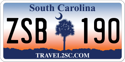 SC license plate ZSB190