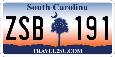 SC license plate ZSB191