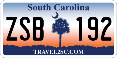 SC license plate ZSB192