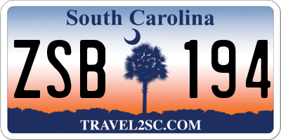 SC license plate ZSB194