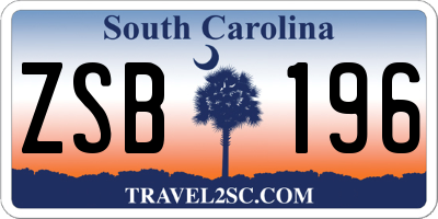 SC license plate ZSB196